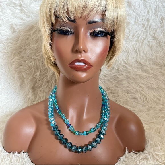 Handmade Aqua Teal Blue Glass Bead Necklace Set - Picture 2 of 16